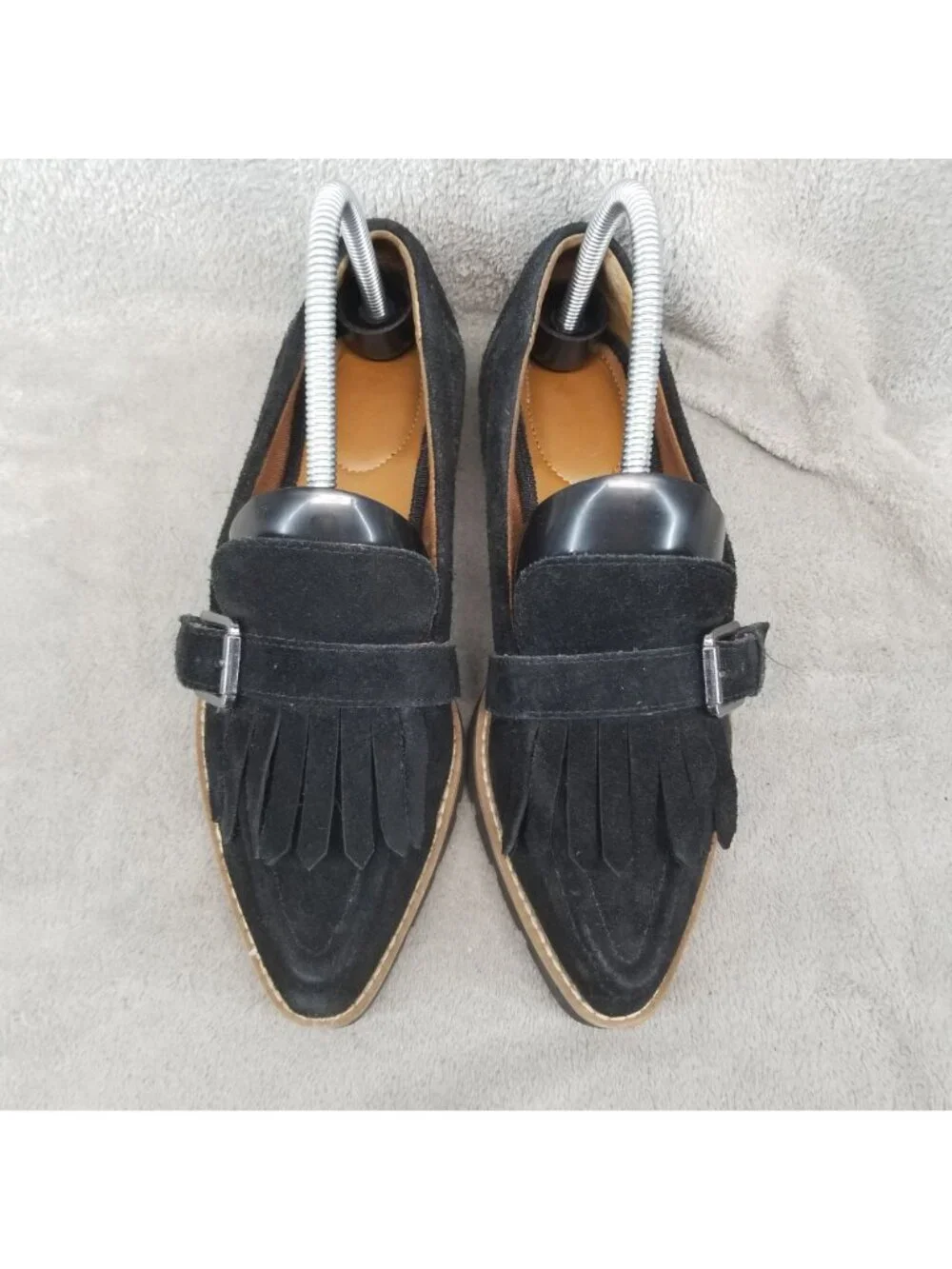 Franco Sarto Shoes Womens Size 7 Darius Black Suede Pointed Toe Loafers *Read*